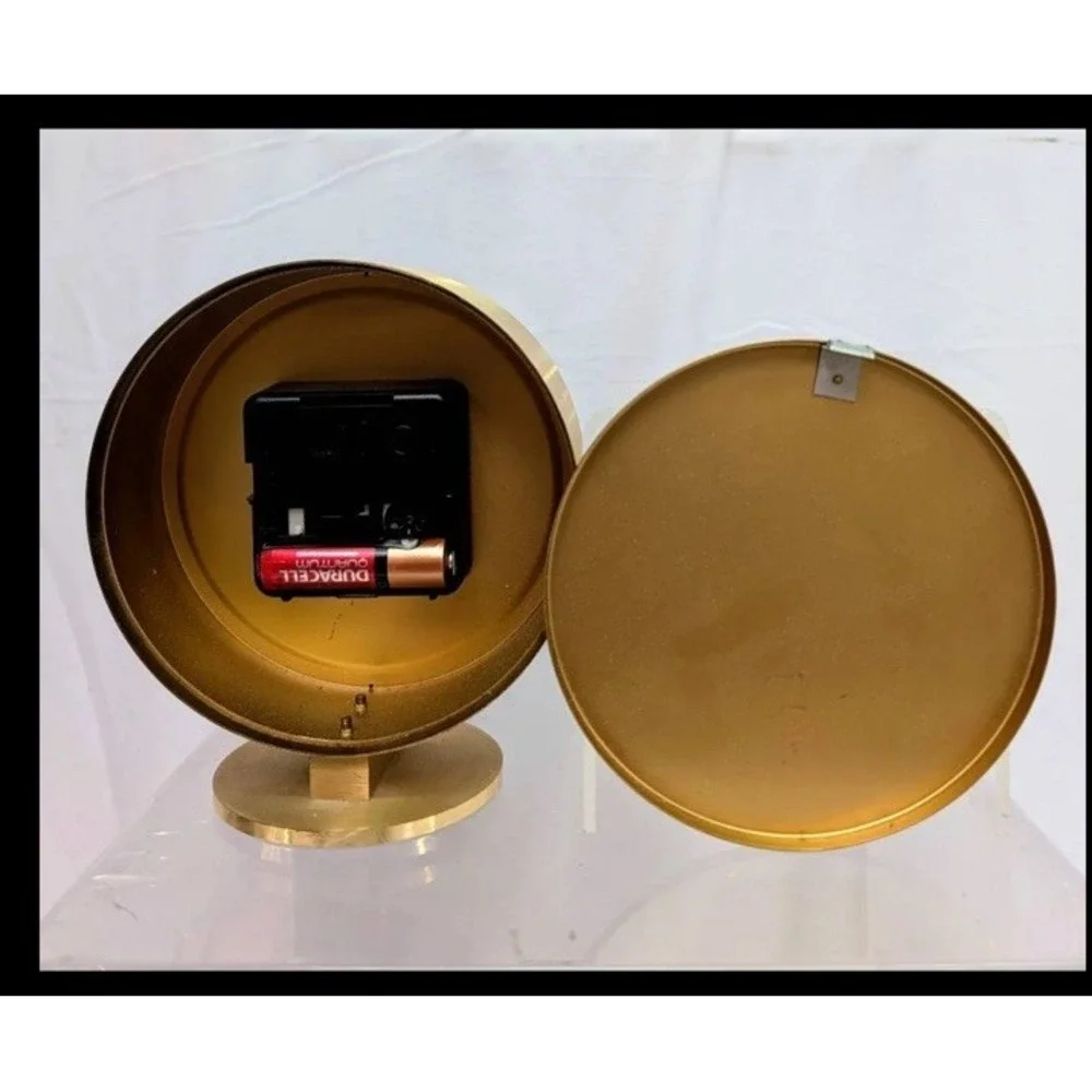Howard Miller Nathan Horwitt Museum Watch Desk Clock MCM Brass Black Germany